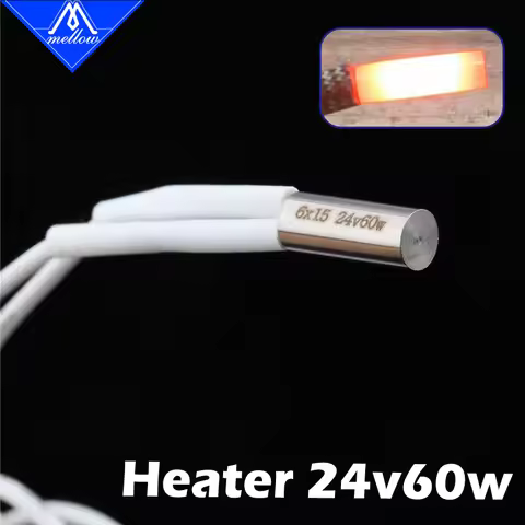 Mellow 1Pcs 24V 60W 6*15MM Ceramic Cartridge Heater Heating Tube For 3D Printer Parts E3DV6 J-Head /