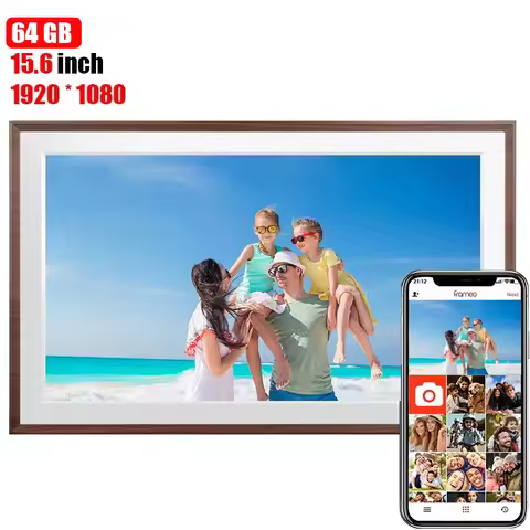 Frameo 15.6 Inch WiFi Digital Picture Frame 1920 * 1080 IPS HD Touch Screen 64GB Auto-rotation Smart