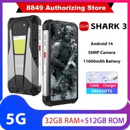 Unihertz 8849 SHARK 3,32GB + 512GB,5G Rugged,11600 MhA,3K AMOLED Display,64MP Night Vision Camera,An