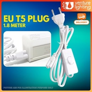 1.8M 3 Pins EU Switch Cable Wire LED T8 / T5 Connector 3 Pin Lamp Wiring Light Connector T5 LED Tube