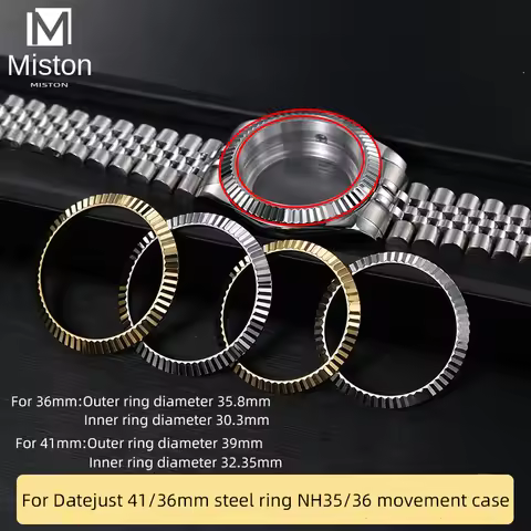 316L steel for Rolex Datejust 41 diameter 36mm bezel steel teeth steel ring NH35 36 movement set wat