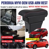 Car Armrest Myvi USB Port Arm Rest Console Box Seat Gap Storage Organizer Cup Holder Car Accessories