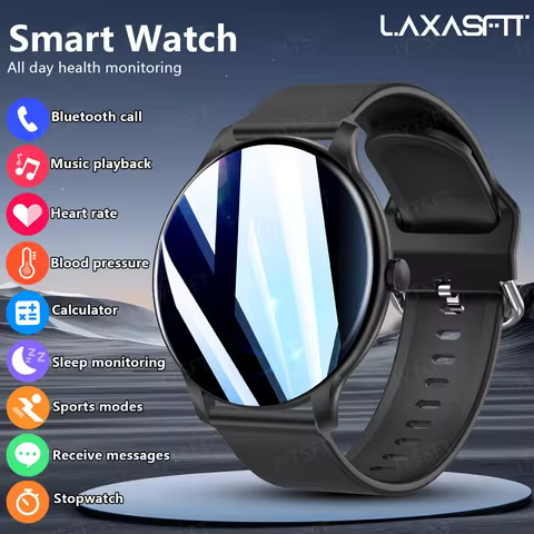 LAXASFIT New Smart Watch Men's Full Touch Screen Sports & Fitness Watch Bluetooth Talk Ladies Smart
