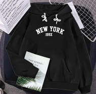 Hoodie new york 199x korean style oversize hitam keren size l xl xxl bahan fleece hoodie couple pasa