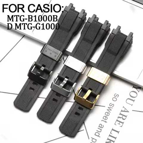 Watch Accessories For CASIO MTG-B1000 MTG-G1000 Men's Strap Sports Waterproof Rubber Bracelet Metal 