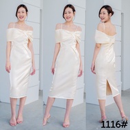 [LUXURY707] LX1116 : ชุดออกงานกระโปรงสอบ เปิดบ่าทวิชอกโบว์ข้าง