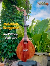 พิณโปร่งไฟฟ้าไม้ประดู่รุ่นจัมโบ้ บอดี้ทำสีเงา บอร์ดไม้แต้ดำ 3 สาย 15 เฟรต วงจรไฟฟ้าแบบ EQ รุ่น 4575