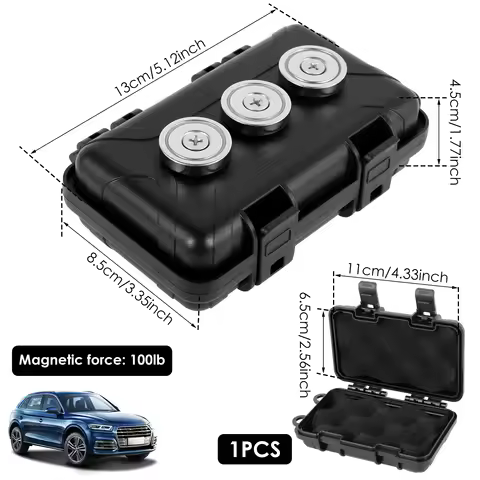 Magnetic Hide-A-Key Holder Waterproof Under Car Hide Key Box with Strong Magnets or Spare Keys & GPS
