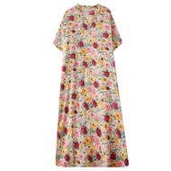 XITAO Print Flower Half Sleeve V-neck Dress Casual Personality Slimming A-line Elegant Sweet Summer 