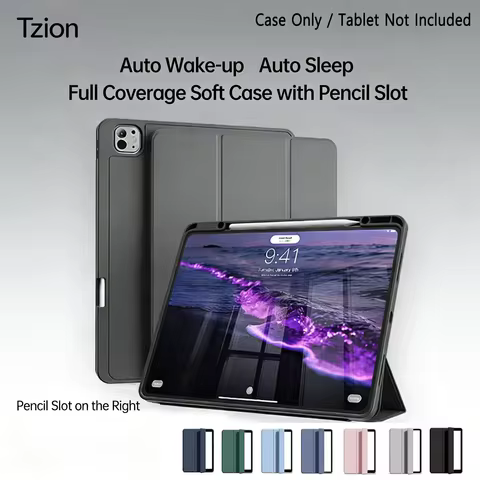 Case for iPad Pro Air 10th 11th A16 10.9 11 M2 M3 M4 M5 2025 2024 with Pen Slot, Soft Silicone Flip 