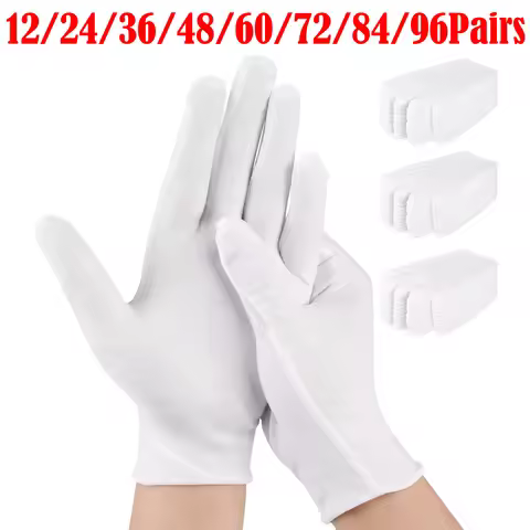 12-96 Pairs White Cotton Gloves Jewelry Gloves for Dry Hands Moisturizing Eczema Inspection Work Glo