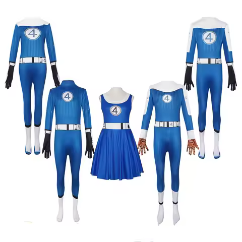 Fantastic 4 Thing Cosplay Costume Four Reed Richards Jumpsuit Halloween Superhero Zentai Blue Invisi
