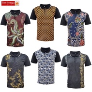 Men Collar T-shirt Jersey Material Batik Print | Baju Jersi Kolar Lelaki | Baju T-shirt Corak Batik Lelaki2