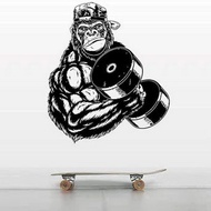 [in stock] Gorilla wearing a hat holding a dumbbell pattern Creative Gym Decoration Carved Wall Stic