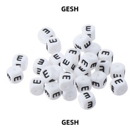 GESH Silicone Beads, White Silicone Cube Letter Beads, Alphabet Beads Letter Square Alphabet Beads J