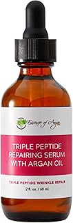 Essence of Argan Triple Peptide Serum for Face, Anti Aging Face Serum with Argan Oil, Aloe Vera, Chamomile, Green Tea and Olive Oil for Deep Moisturization, Skin Glow and Wrinkle Repair (2fl.oz/60ml)