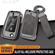 Alloy Leather Car Key Case Cover For VW Volkswagen Golf 7 MK7 Tiguan MK2 For Seat Ateca Leon FR 2 Ib