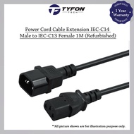 Power Cord Cable Extension IEC-C14 Male to IEC-C13 Female 1M (Refurbished)