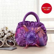 Ethnic-style 3D floral drawstring bucket bag; card holder; CLN wallet; women's retro lace hand-held 