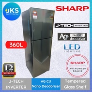 SHARP 360L J-TECH INVERTER 2 Door Fridge SJ366MSS Refrigerator Peti Sejuk Peti Ais