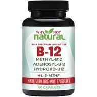 Natural Vitamin B12 5000mcg Complex, Methylcobalamin Adenosylcobalamin Hydroxy B12 + Methylfolate 10