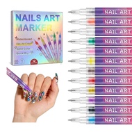 12 colors Nail Art Pens with 0.5mm Fine Tip Waterproof Quick Dry Pens for DIY Manicure Easy to Color