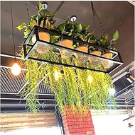 Hanging wine glass rack Ceiling Mount Shelf Ceiling Hanging Flower Stand,Flower Pot Rack Storage,Creative Plant Railing Shelf with Solid Wood Board and Iron Frame,for Bar,Flower Shop,Balcony (Color :