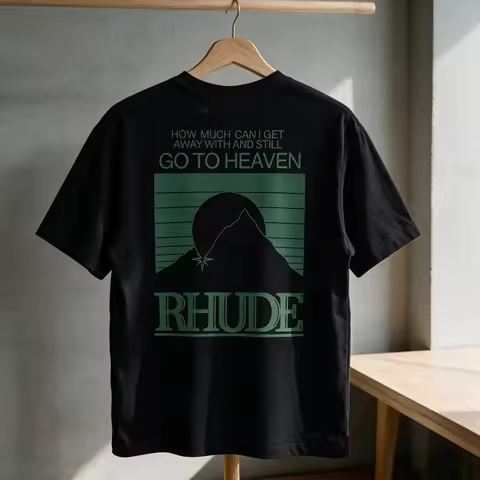 Summer Rhude T-shirt High Quality Casual Letter Pattern Print Short Sleeve Cotton Round Neck Top Tee