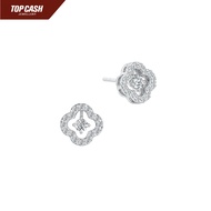Top Cash Jewellery 10K Lab Grown Diamond Clover Stud Earrings