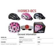 HELMET ADULT 26 VENTS IN MOLD 54-60CM WITH LIGHT HEAD LOCK & VISOR