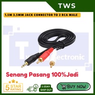 1.5M 3.5mm Jack Connector to 2 RCA Male cable|Kabel audio 3.5mm to 2 RCA 1.5M