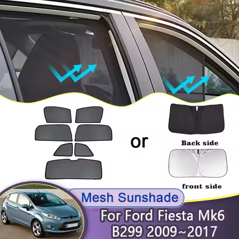 Car Mesh Sun Visor For Ford Fiesta Mk6 Mark VI MK7 B299 2009~2017 5-door Sunshades Magnetic Window S