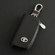 Cross Pattern Leather Car Remote Key Chain Holder Case Bag Wallet Pouch Keychain Large Capacity Anti Loss Car Accessories Keyring Fit For Toyota Alphard Land Cruiser Proda Harrier