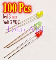 100 biji Led 3 mm  merah Kuning hijau 3mm