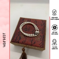 Double rice grain pearl bracelet size 4-5 mm white