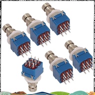 6PCS Guitar Effect Pedal Switch 3PDT Foot Switch PCB Button ON-on Latching 9 Pins True Bypass Blue