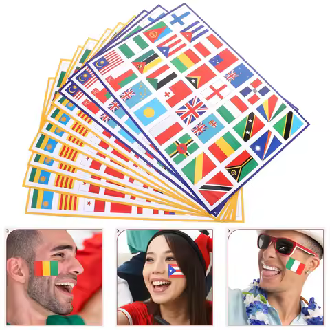 10 Sheets World Flags Sticker Decorative Country Stickers Football Cup Decals PVC Adhesive of The De