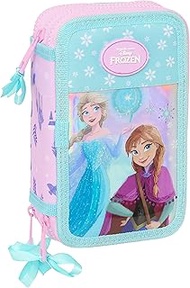 Safta Frozen Cool Days School Pencil Case with 36 Useful Utensils, Children's Pencil Case, Ideal for