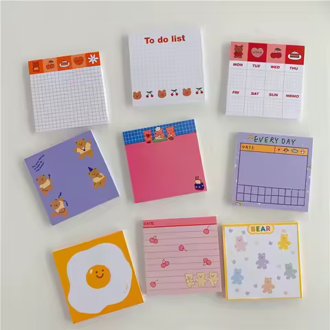 50 Sheets Korea Paper Joy Bear Planner Sticky Notes Kawaii Stationery Cute Memo Pad Notepad Office L