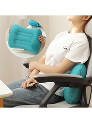 1入組旅行壓縮充氣枕,戶外充氣方形枕,便攜式折疊墊腰靠充氣旅行枕