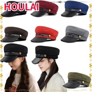HOULAI Navy Cap, Vintage Flat Top Hat Beret Hats, Flat  Cap Duck Tongue Cap Painters Cap Salior Hat 