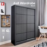 G&M🔥Ready Stock🔥6 x 8ft Sliding Door Wardrobe/ 2Door Wardrobe/ Almari Baju 2 Pintu/ Cupboard/ Cabine