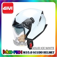 TOPI KELEDAR GIVI M35.0 SCUDO DOUBLE VISOR HELMET 35.0 (SOLID ICE WHITE)