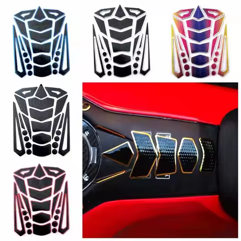 Waterproof 3D Fish Bone Decals Colorful Edge Motorcycle Fuel Tank Stickers Protector Pad Car Decorat