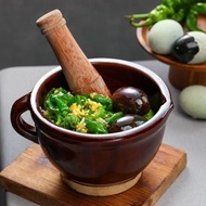 Large Home-Use Vintage Mortar for Grinding Chili and Century Eggs, Manual Grinder, Coarse Ceramic Ga