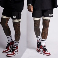 3x3 American Style Lining Fake Two-Piece Three-Point Knee-Length Basketball Shorts Shooting Training