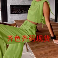 大碼女裝上衣 大碼 套裝 女 2024 新款 大碼女裝上衣新款韩版 European-American Style 2025 Cotton Linen Two-Piece Suit - Sleevel