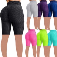 Tight Yoga Shorts Women's High Waist Hip Lift Workout Shorts Bubble Jacquard Shorts Women's Pants