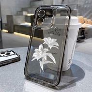 เคสไอโฟน สําหรับ iPhone 11 13 14 12 Pro Max 7 8 SE Plus XR X XS โปร่งใส เคส ดอกไม้ เคสโทรศัพท์ ดอกไม้สีขาว Case ดอก เคสโทรศัพท์มือถือ