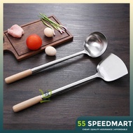 Stainless Steel Sodek / Senduk / Sudip Besar Pemegang Kayu / Stainless Steel Kenduri / Big Spatula T